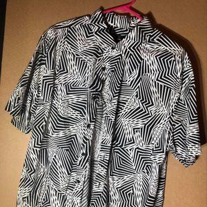 Original use brand XL Men's Short Sleeve Button Up Shirt Zebra Black White